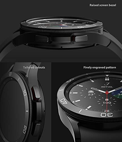 Image of Ringke Bezel Styling Compatible with Samsung Galaxy Watch 4 Classic 46mm Adhesive Frame Ring Cover Anti Scratch [Aluminum] Protection for Galaxy Watch4 Classic 46mm - Black [46-15]