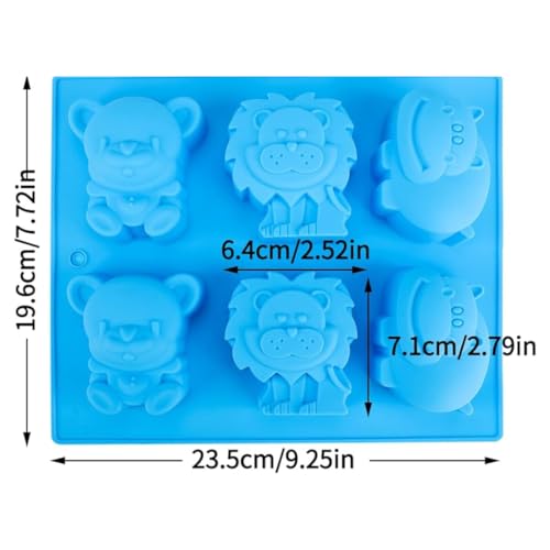 Image of 6 Cavity Animal Lion Bear Hippopotamus 110GM Soap Molds, Large Jello 3D Silicone Chocolate Cupcake Candy Cookie Baking Clay DIY Resin Pudding Candle Mould Decoration Handmade Craft