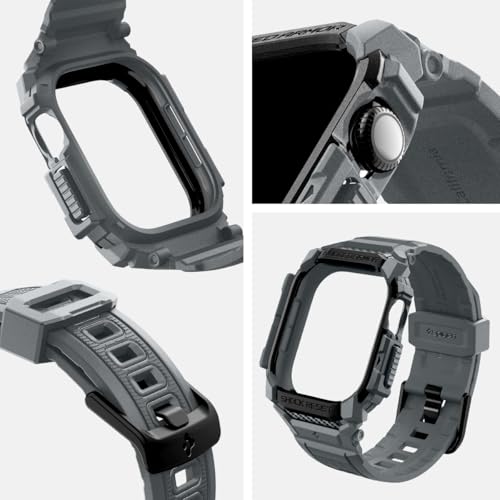 Image of Spigen Rugged Armor Pro for Apple Watch Series 11 46mm Case with Strap Band, Series 10 46mm Protective TPU Cover with Strap - Dark Gray