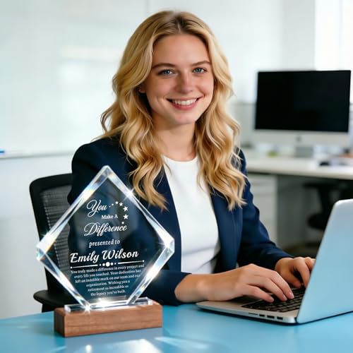 Image of Custom Crystal Award Trophy, Personalized Trophy with Company Logo & Text