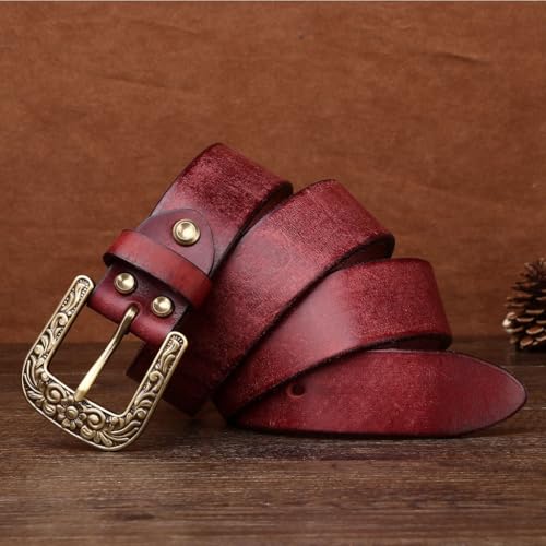 5.5MM Thickened Men's Top Layer Cowhide Retro Belt Personalized Copper Buckle Outdoor Tactical Trend Casual Belt Gifts for Men(Brown 1,125)2