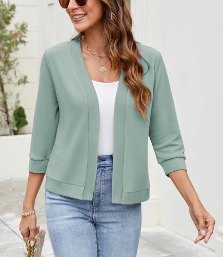 Image of Hount Womens 3 /4 Sleeve Cropped Cardigans Lightweight Casual Open Front Bolero Shrugs Sweaters