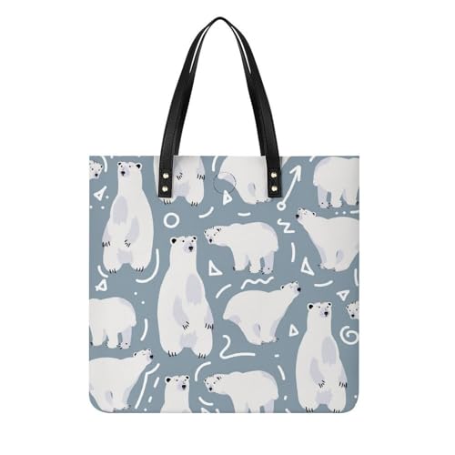 Sac à bandoulière ours polaire blanc femme grand cabas en toile pour le voyage