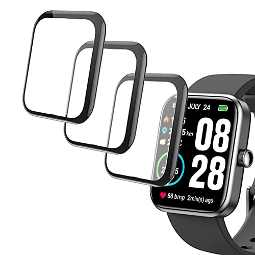 Smaate 3DS2PTR10 Screen Protector For S2 1.69 Inch, Compatible With Tozo S2 Smartwatch, 3-Pack, 3D Full Coverage, Curved Edge Frame, Anti-Shatter, Anti-Scratch cover