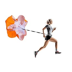 F1TNERGY Running Resistance Parachute Durable 56″ Orange Speed Sprint Training Chute – Free Carrying Bag – Maximize & Explosive Acceleration Soccer Football Agility Ladder Speed