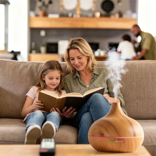 460ml Aroma Diffuser für Duftöle, Premium Ultraschall Luftbefeuchter Aromatherapie Öle Diffusor mit 7 farbigem LED Licht, BPA Free Schlafzimmer, Büro, Spa – Bild 4