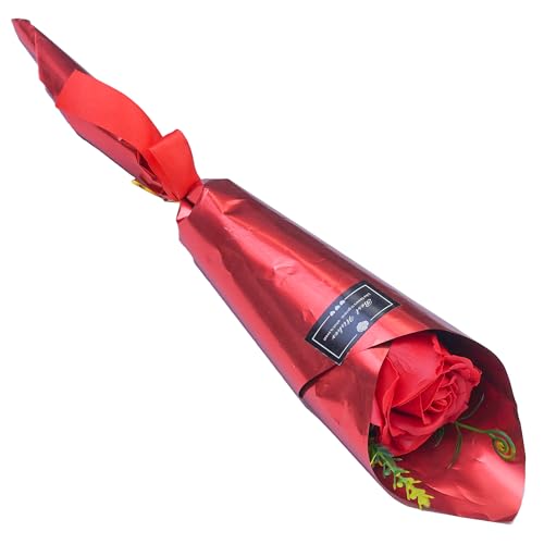 Image of eCraftIndia Best Wishes Artificial Red Rose Flower Decorative Showpiece Gift | Valentine Gift for Girlfriend Boyfriend Husband Wife Her Him | Valentine Decoration Items
