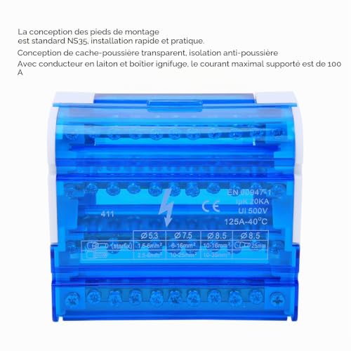 Haosie Boîte de Distribution de Rail Din, Répartiteur Tétrapolaire – vue 3