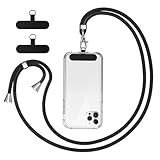 3PCS Phone Lanyard, 1.6M Adjustable Phone Strap With Dual Reinforced Patches, Mobile Phone-Lanyard, Anti Theft Phone Strap, Phonestrap Crossbody, Universal Fit For All Smartphone & Case (Black)