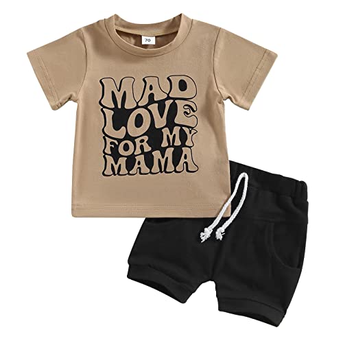 Image of Hoanselay Toddler Infant Baby Boy Summer Shorts Set Color Block Short Sleeve T-Shirt Top and Casual Shorts Outfit Clothes