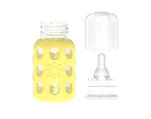 Miniatura 4 de Lifefactory Biberón de vidrio sin BPA Funda protectora de silicona Paquete de 2 de 4 onzas Rosa, plátano