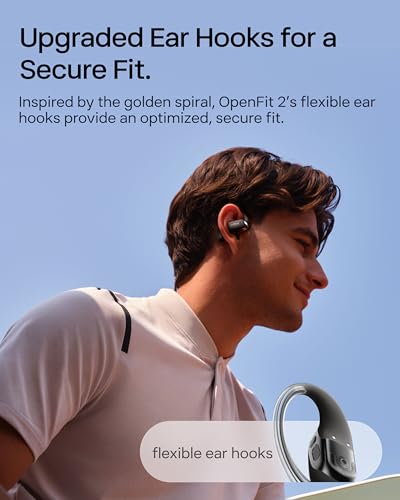 SHOKZ OpenFit 2 Open-Ear Headphones,True Wireless Bluetooth Earphones with Microphone,Earhook Earbuds with 48 Hours of Playtime,Fast Charging,IP55 Water-Resistant,with Carrying Bag,Black,Bluetooth5.4 - Image 7