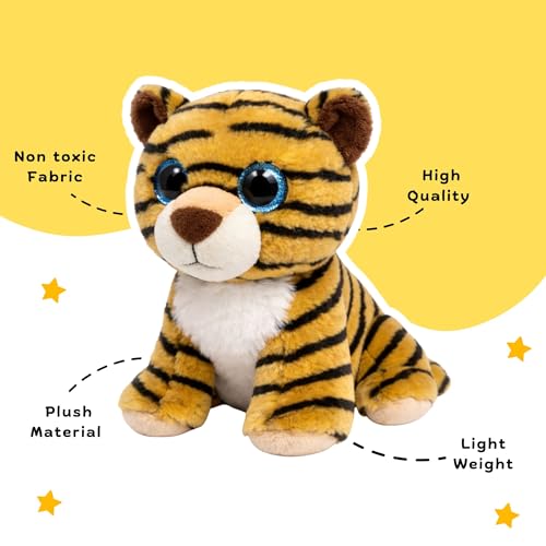 Image of TOYTALES Little Tiger Plush Soft & Cuddly Stuffed Animal Toy for Kids & Babies | Cute Tiger Plush with Sparkly Eyes | Huggable Birthday & Baby Shower Gift 22CM