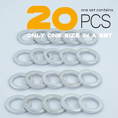 Image of 20Pcs M24 Aluminum Oil Drain Plug Gasket, Crush Washer for Oil Change, 24mm*32mm*2mm