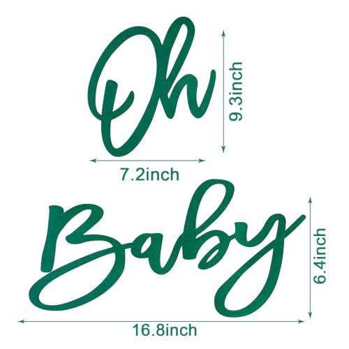 Image of 'Oh Baby' Sign for Backdrop - Felt Green Ralph Lauren Baby Shower Banner Boy Girl Decorations Gender Reveal 1st Birthday Party Photography Background