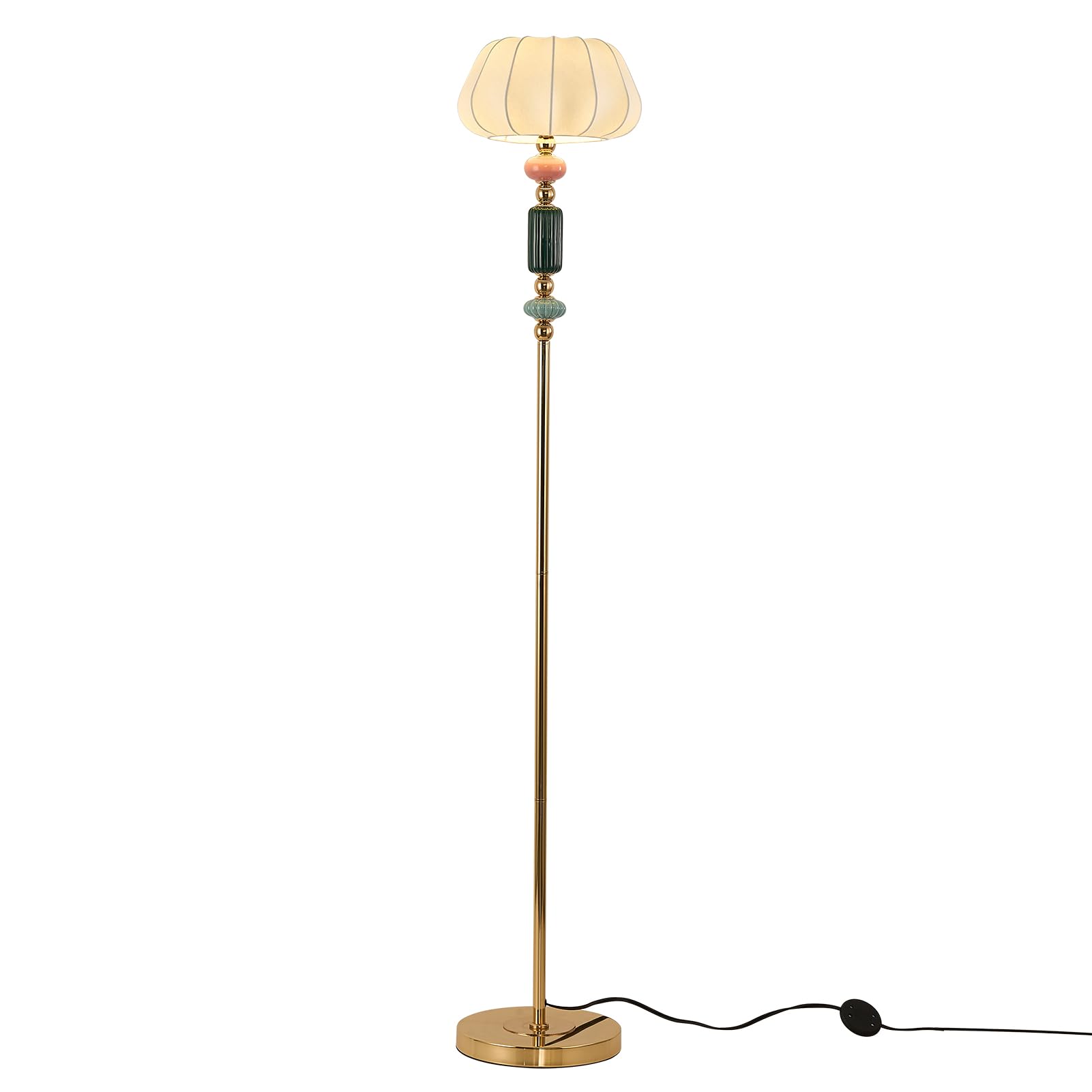 Floor Standing Tall Lamp Imitated Silk White Shade Floor Lamp with Plug Switch Button for Living Room Bedroom Home Office