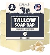 Beef Tallow Soap Bar – All Natural Grass Fed Tallow Soap Unscented – Moisturizing Face & Body Was...