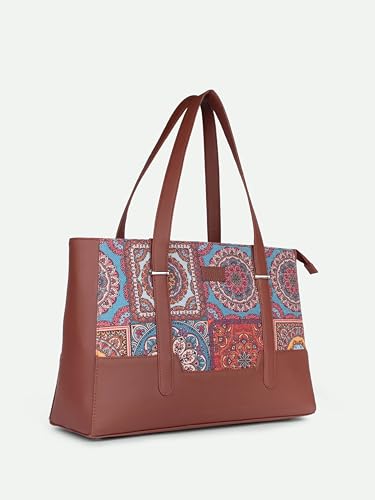 Image of ZOUK Handcrafted Vegan Leather Travel Tote Bag for Women with Multiple Compartments | Spacious Water-Resistant Shoulder Bag for Travel, Vacation, Day Trips |
