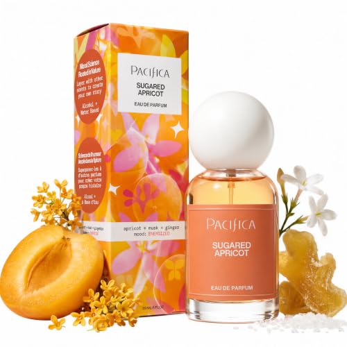 Pacifica Sugared Apricot Perfume for Women Sweet Fruity Floral Eau de Parfum with Apricot Peach Jasmine Vanilla Sandalwood Vegan Clean Beauty Long Lasting Fragrance Spray 1 Fl Oz