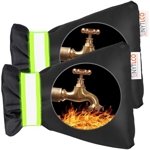 2Pack Outdoor Faucet Covers for Winter,8.3' H x 6.7' W Hose Bib Covers for Winter Freeze Protection, Outside Spigot Cover Insulated Waterproof Water Pipe Protector (Black-2Pack)