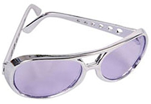 Rhode Island Novelty Purple Silver Frame Elvis Aviator Rock Star Glasses