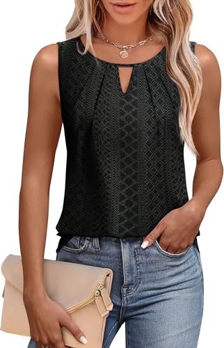 WIHOLL Womens Tank Tops Loose Fit Casual Sleeveless Tops Keyhole Neck Trendy Summer Tops Flowy Clothes Outfits 2025