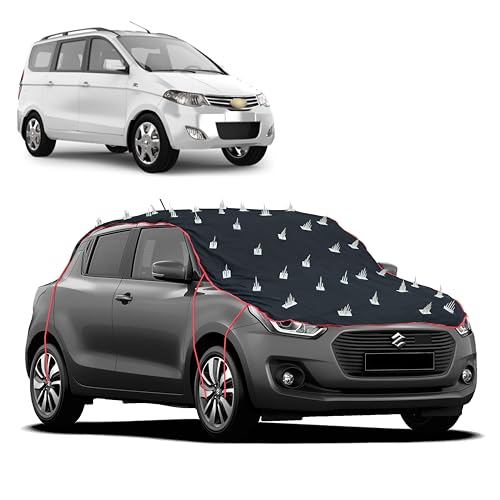 Image of Dog Protection Spike Car Cover for Chevrolet Enjoy Bonnet to Roof Easy Installation with 4 Elastic Hook Strap | Anti-Scratch Soft Cotton Inner | Complete Protection from Street Dogs & Monkeys