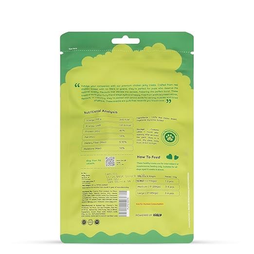Image of Tender Chicken Jerky Breast Dog Treats for Adult Dogs | Made with Real Chicken Breast | High-Protein Low-Fat Grain-Free Reward Snacks | Pack of 3 | 50g x 3