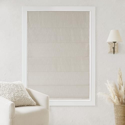 Madison Park Cordless Roman Shades, Total Blackout Window Blind Privacy Window Shades, Thermal Insulated Cordless Window Treatment for Bedroom, Living Room, Quincy, Single Panel 29