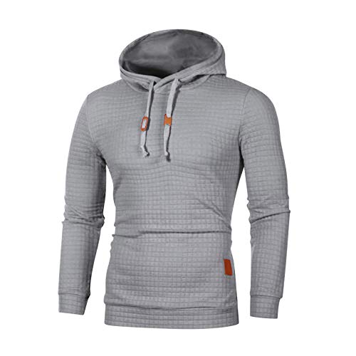 Sweat à capuche gaufré pour homme pull en tricot gris L décontracté