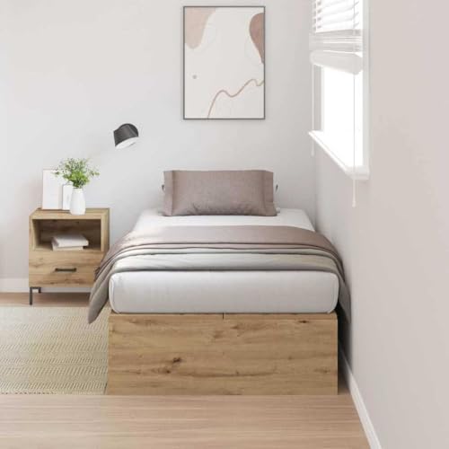 vidaXL Letto Contenitore in MDF Rovere Artigianale con Spazio per Un Materasso di 80 x 200 cm. Design Moderno, Perfetto per la Camera da Letto e per la Camera degli Ospiti. Mobili salvaspazio in Stil