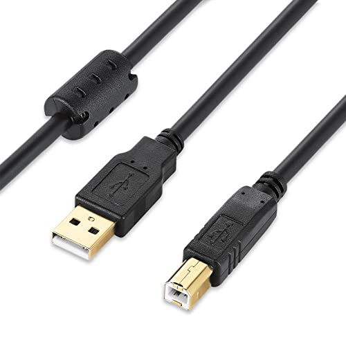 CABLEPELADO Cable Impresora con ferrita, Cable USB para Impresora, Cable USB 2.0 Tipo A a Tipo B, Compatible con HP,Epson,Canon,Brother,Lexmark,Escáner,Disco Duro,Fotografía Digital, Negro, 5 metros