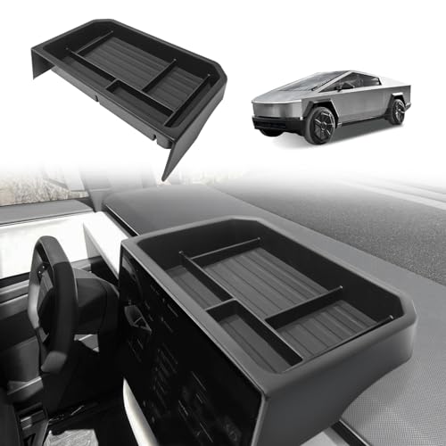 BestEvMod Center Console Screen Dash Organizer Compatible with Tesla Cybertruck 2025 2024 Pickup Dashboard Organizer Back Storage Box Tray Custom fit (Screen Back Tray - ABS)