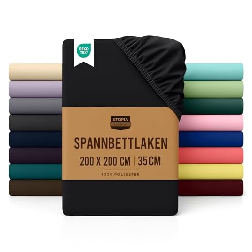 Utopia Bedding - Spannbettlaken 200x200cm - Schwarz - Gebürstete Polyester-Mikrofaser Spannbetttuch - 35 cm Tiefe Tasche 5 Utopia Bedding - Spannbettlaken 200x200cm - Schwarz - Gebürstete Polyester-Mikrofaser Spannbetttuch - 35 cm Tiefe Tasche