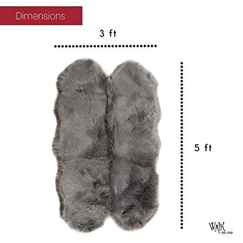 Silky Soft Faux Fur Rug, 3 Ft. X 5 Ft. Gray Fluffy Rug, Sheepskin Area Rug, Shaggy Rug For Living Room, Bedroom, Kid's Room, Or Nursery, Home Décor Accent, Machine Washable With Non-Slip Backing #TOP1