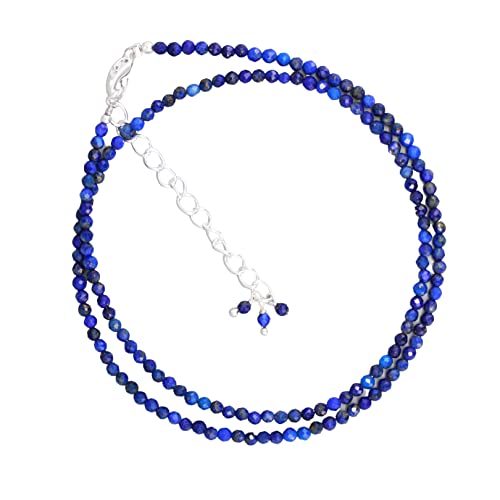 Gempires Natural Necklace, Faceted Beads, Energy Healing Crystals, Silver Plated Chain, Birthday, Gift for Her, Gemstone Jewelry 18 inch AA+ Quality