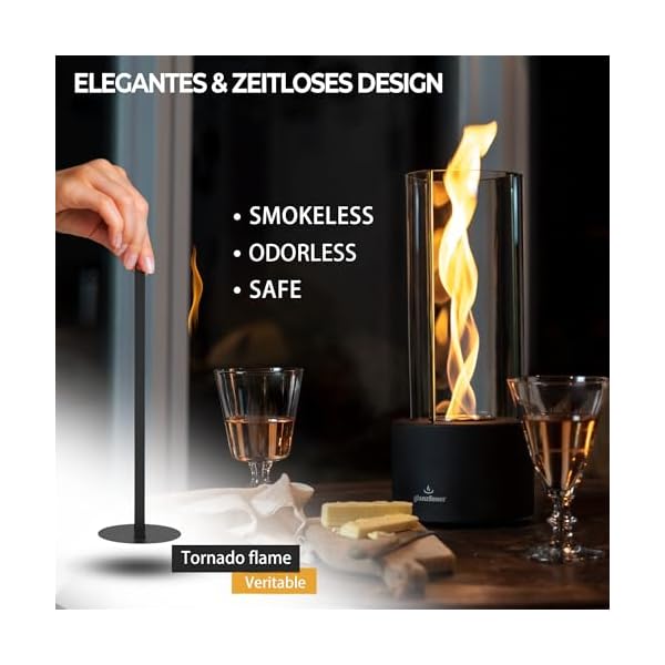 Tornado Tabletop Fire Pit [ 60-90 Mins Burn ] with Adjustable Flame Ring, Tabletop Fireplace Indoor & Outdoor Gift for Balcony Home Decor, Portable Table Top Firepit for Parties, Clear Glass Fire Pit - Image 5
