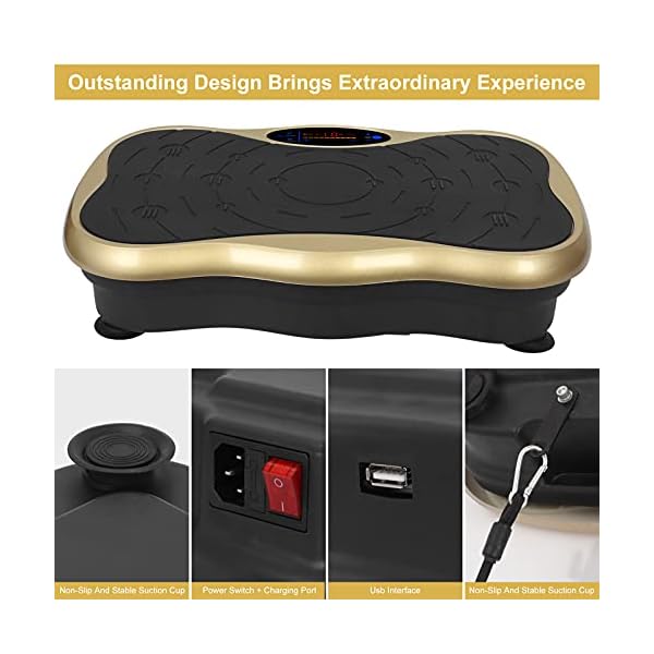 XUKOOM Vibration Plate Exercise Machine, Vibration Platform Fitness with Foot Mat/2 Loop Bands /5 Resistance Bands, 99…
