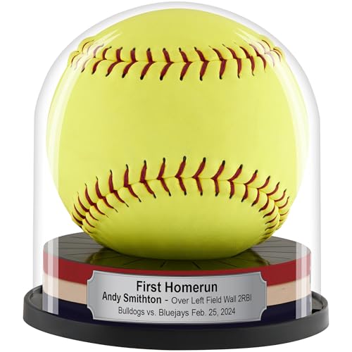 Balldome Softball Display Case Without Label - Softball Home Run Ball Display Case, Game Ball Holder with UV Protection, Made in The USA