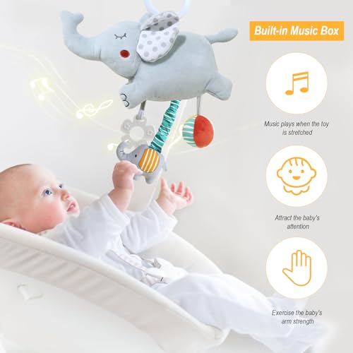 Roamready CARSEATTOY Baby Car Seat Toys For Babies 0-6 Months Musical Learning Toddler Stroller Toys 6 To 12 Months Soft Sensory Developmental Crib Toys Hanging thumb #2