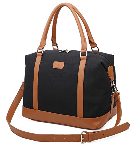 Ulgoo Travel Tote Bag Carry On Shoulder Bag Overnight Duffel in Trolley Handle (Black)