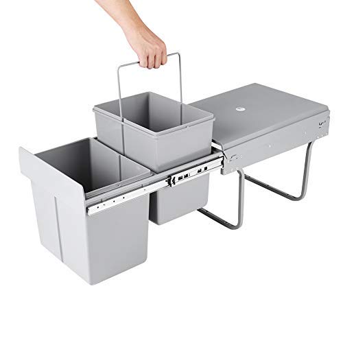 Pull Out Bin,Kitchen Waste Container Recycle Bin Kitchen Cupboard Waste Dust Basket Slide Out
