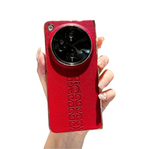 Image of MILLION CASES Back Cover Case for OnePlus Open Shockproof Protective Refined Elegance Electroplated Leather Case for Men & Boys(Red)