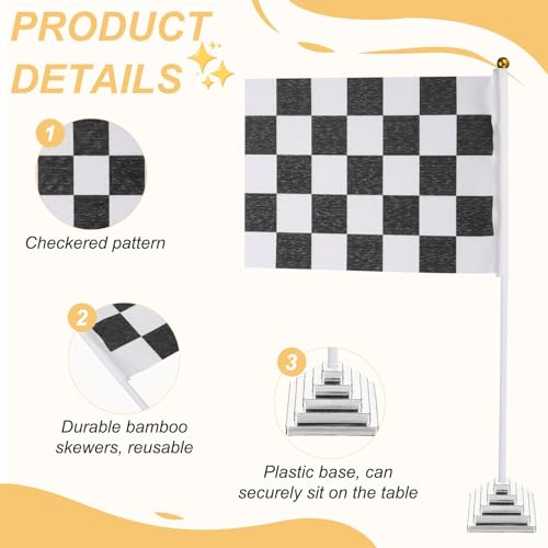 Drapeau de table damier PATIKIL petit format avec socle rigide pour bureau lot de 6