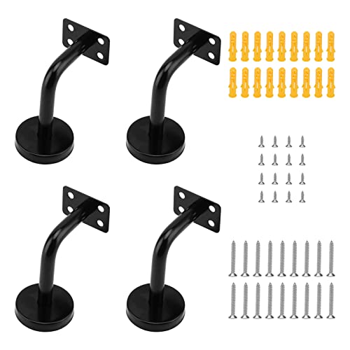 ZEONHAK 4 PCS Black Stainless Steel Mounted Handrail Brackets
