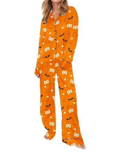 Image of SHESHOW Satin Pajamas for Women Set Long Sleeve Button Down Sleepwear 2 Piece Nightwear Women Pjs Sets Size XS-XXL