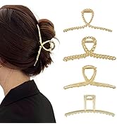 Formery 4PCS Big Metal Hair Claw Clips Gold Large Banana Hair Clips Long Thick Hair Barrettes Jaw...