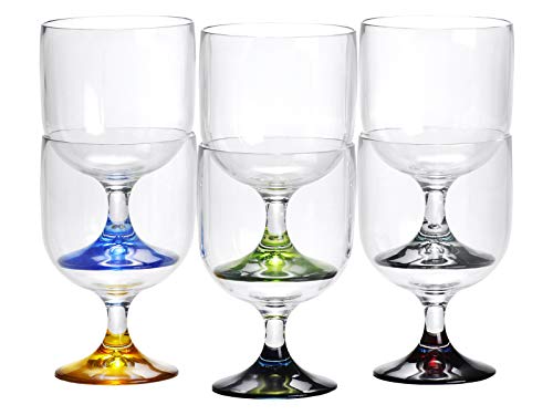 Marine Business Wasser Wein Glas stapelbar Colour Base Set 6 Stück, unzerbrechlich, farbig, Polycarbonat, Party Cover