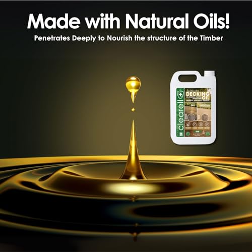 Clearell 5L | Decking Oil | Clear – Nourishes & UV Protects Outdoor Wood - Water Protection Sealer & Preserver Suitable for All Decking, Fences, Sheds & Furniture - Softwood & Hardwood - 5 litres 7 Clearell 5L | Decking Oil | Clear – Nourishes & UV Protects Outdoor Wood - Water Protection Sealer & Preserver Suitable for All Decking, Fences, Sheds & Furniture - Softwood & Hardwood - 5 litres - Image 7