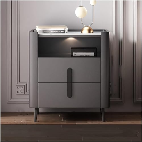 HJYBFA Mesita de Noche de Cuero: mesitas de Noche estrechas y Modernas con cajones, Mueble y Armario para organizar y Guardar Cosas en el Dormitorio.